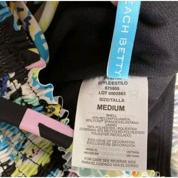 Beach Betty Miracle Brand One Piece Swimsuit Size Medium Cut-Out Smock Tie Back - Picture 7 of 7